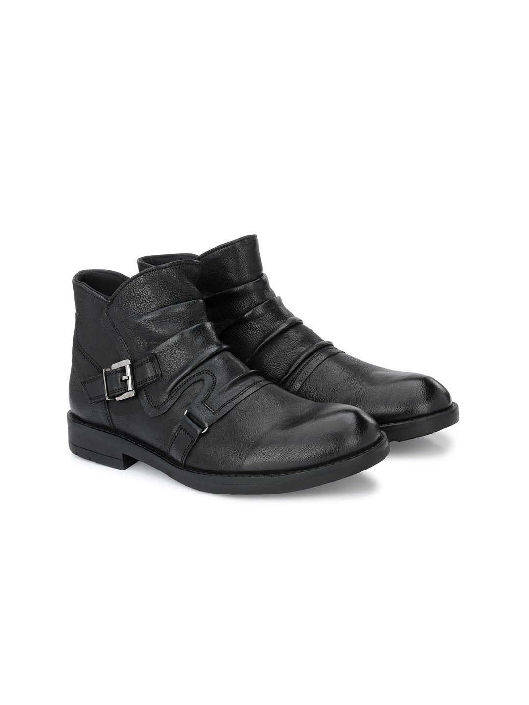 

Delize Men Black Solid Leather Boots