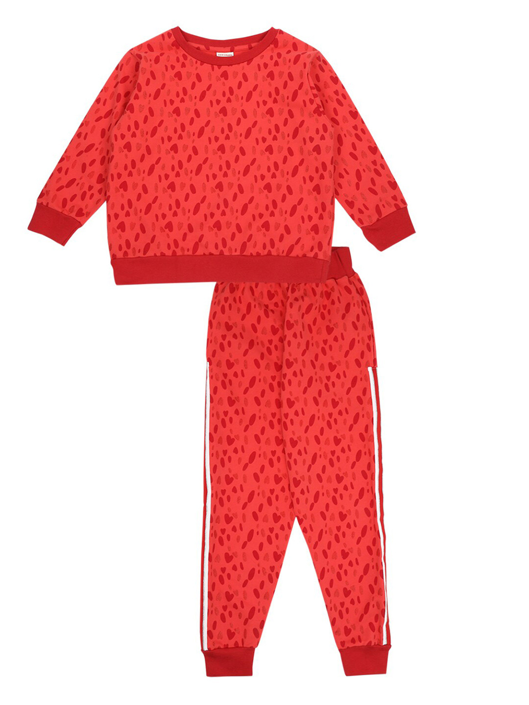 

RAINE AND JAINE Girls Red Printed Pure Cotton T-shirt with Trousers