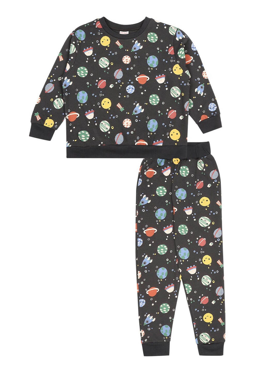 

RAINE AND JAINE Boys Grey Printed Pure Cotton T-shirt with Trousers