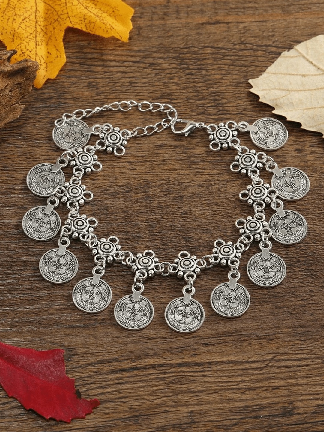 

EL REGALO Set Of 2 Silver-Toned Alloy Anklets