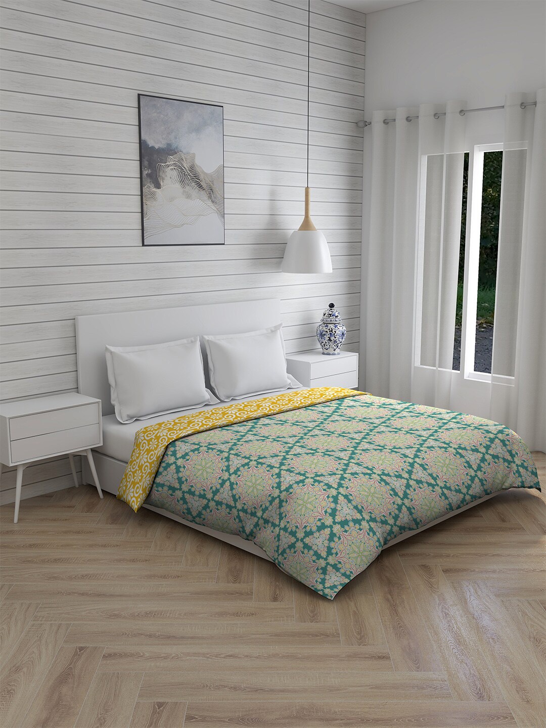 

Layers Yellow & Blue Ethnic Motifs Mild Winter 110 GSM Double Bed Comforter