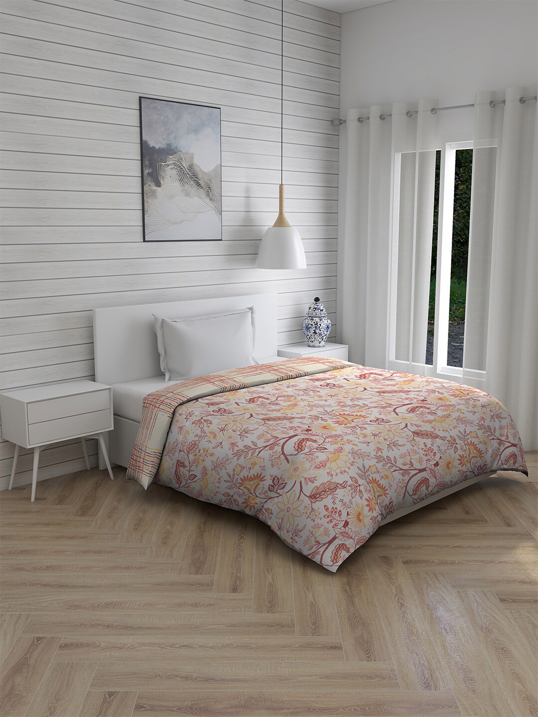 

Layers Orange & Brown Floral Mild Winter 110 GSM Double Bed Comforter