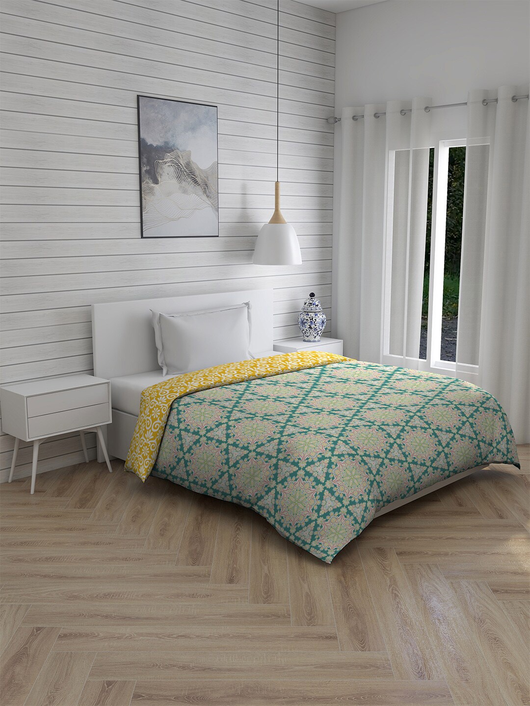 

Layers Blue & Green Ethnic Motifs Mild Winter 110 GSM Double Bed Comforter