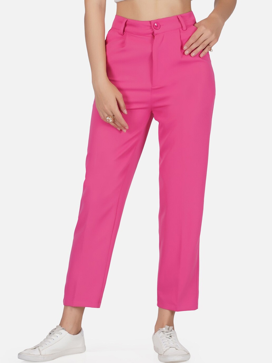 

Tinted Women Pink Pencil High-Rise Trousers