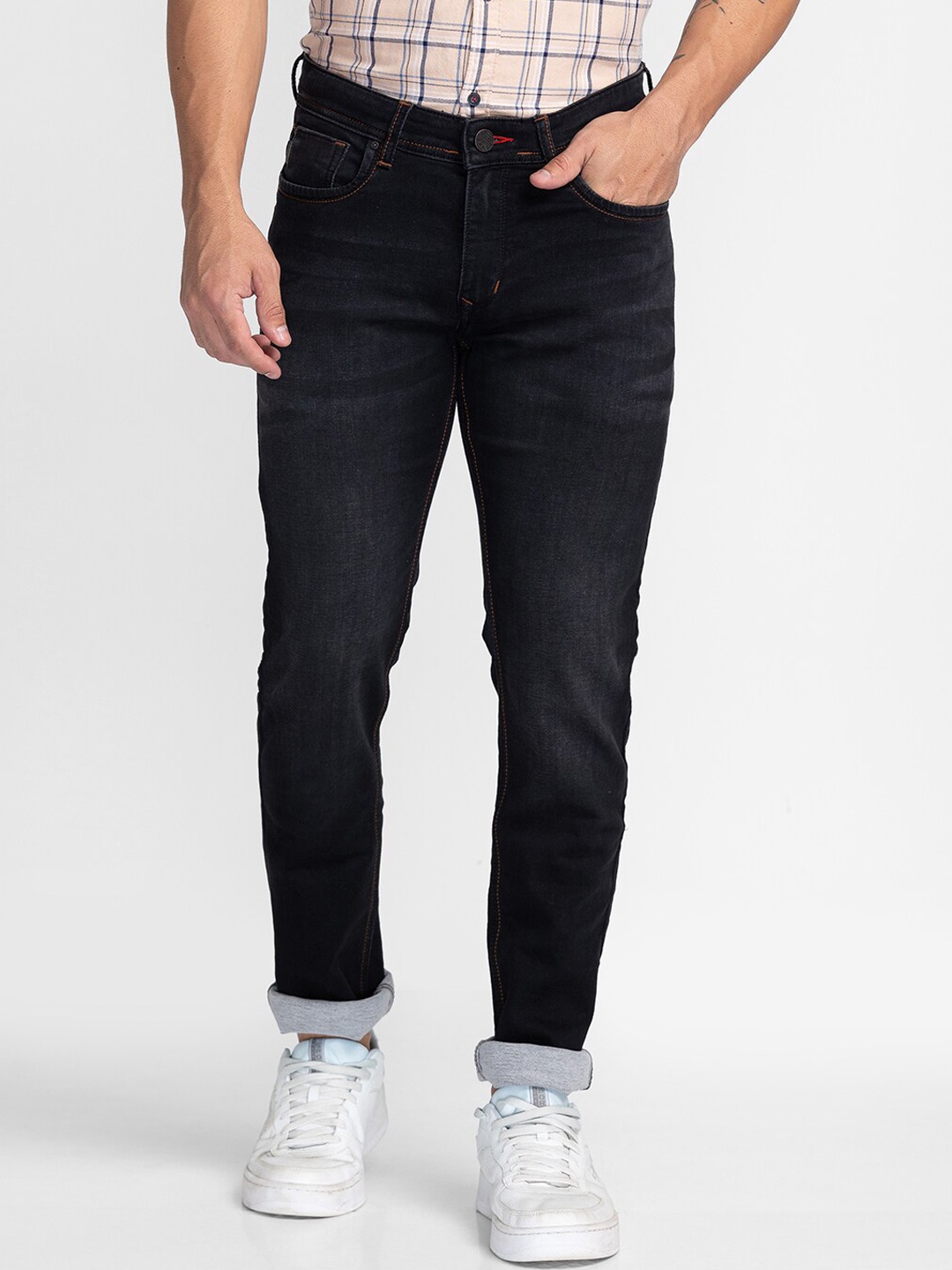 

Oxemberg Men Black Lean Slim Fit Light Fade Jeans