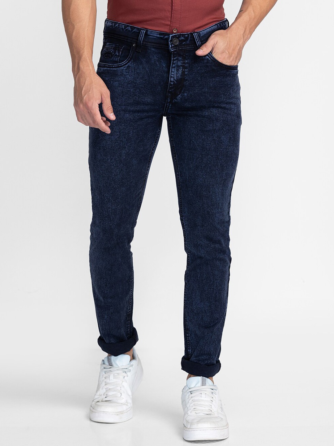 

Oxemberg Men Lean Slim Fit Light Fade Jeans, Blue