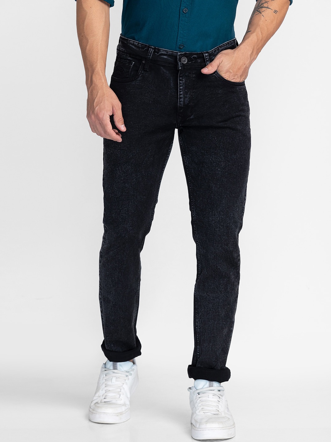 

Oxemberg Men Black Lean Slim Fit Jeans