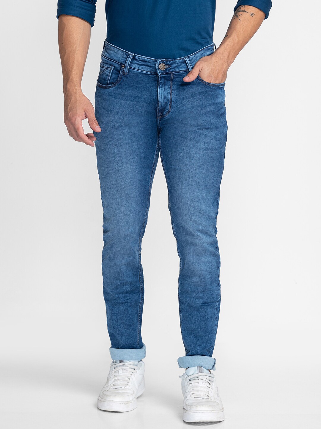 

Oxemberg Men Blue Lean Slim Fit Light Fade Jeans