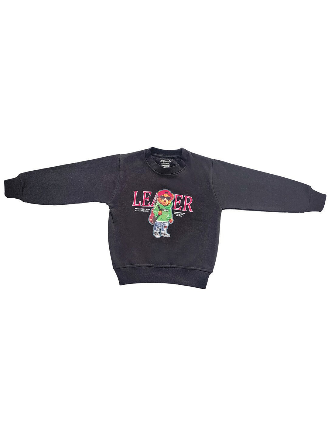 

Zoom Minimondo Kids Black Graphic Printed Fleece Sweatshirt