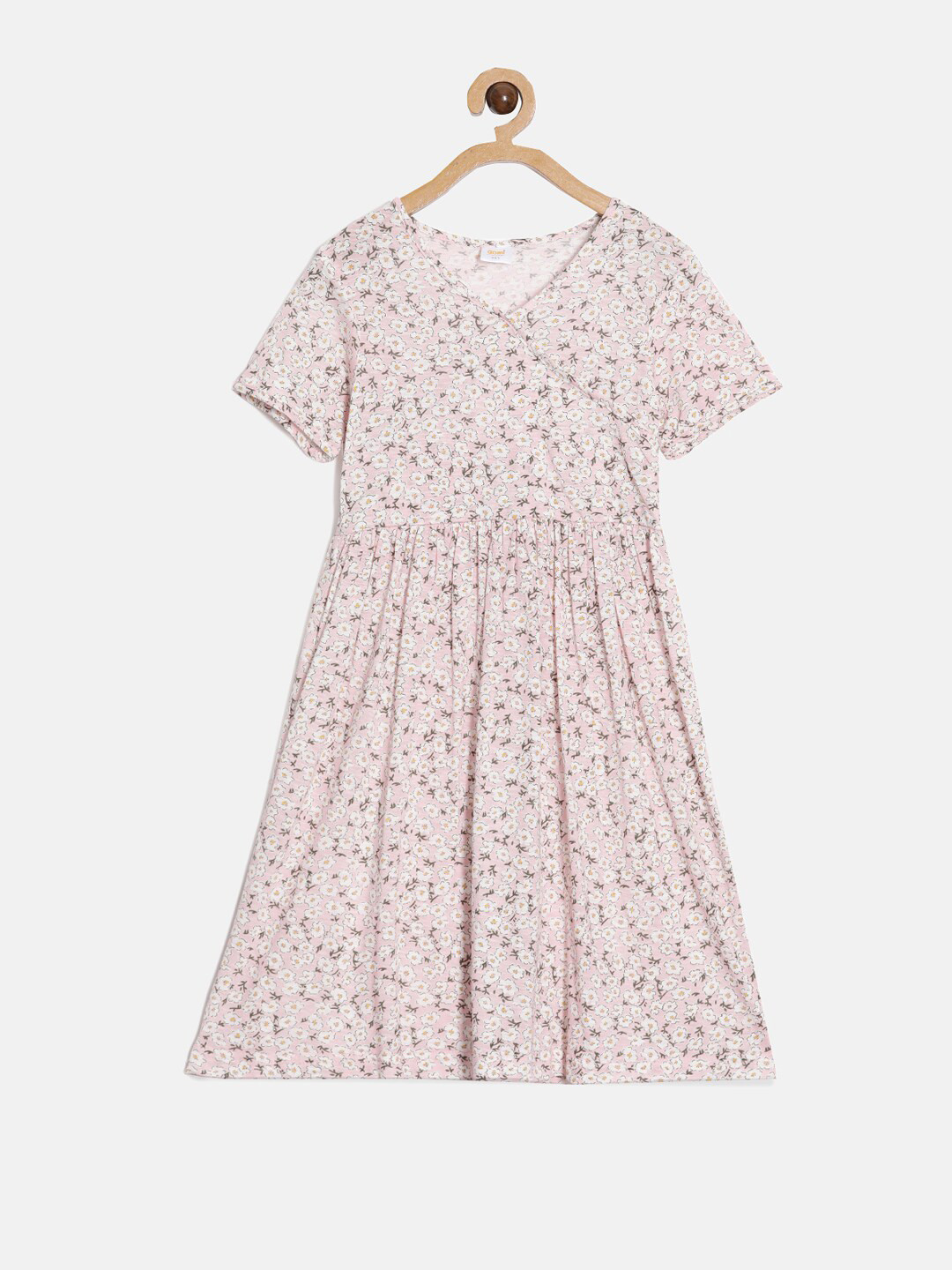 

Aomi Girls Pink Floral Printed Cotton Dress