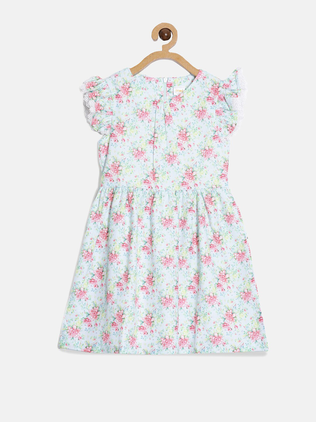 

Aomi Girls Blue Floral Printed Cotton Dress