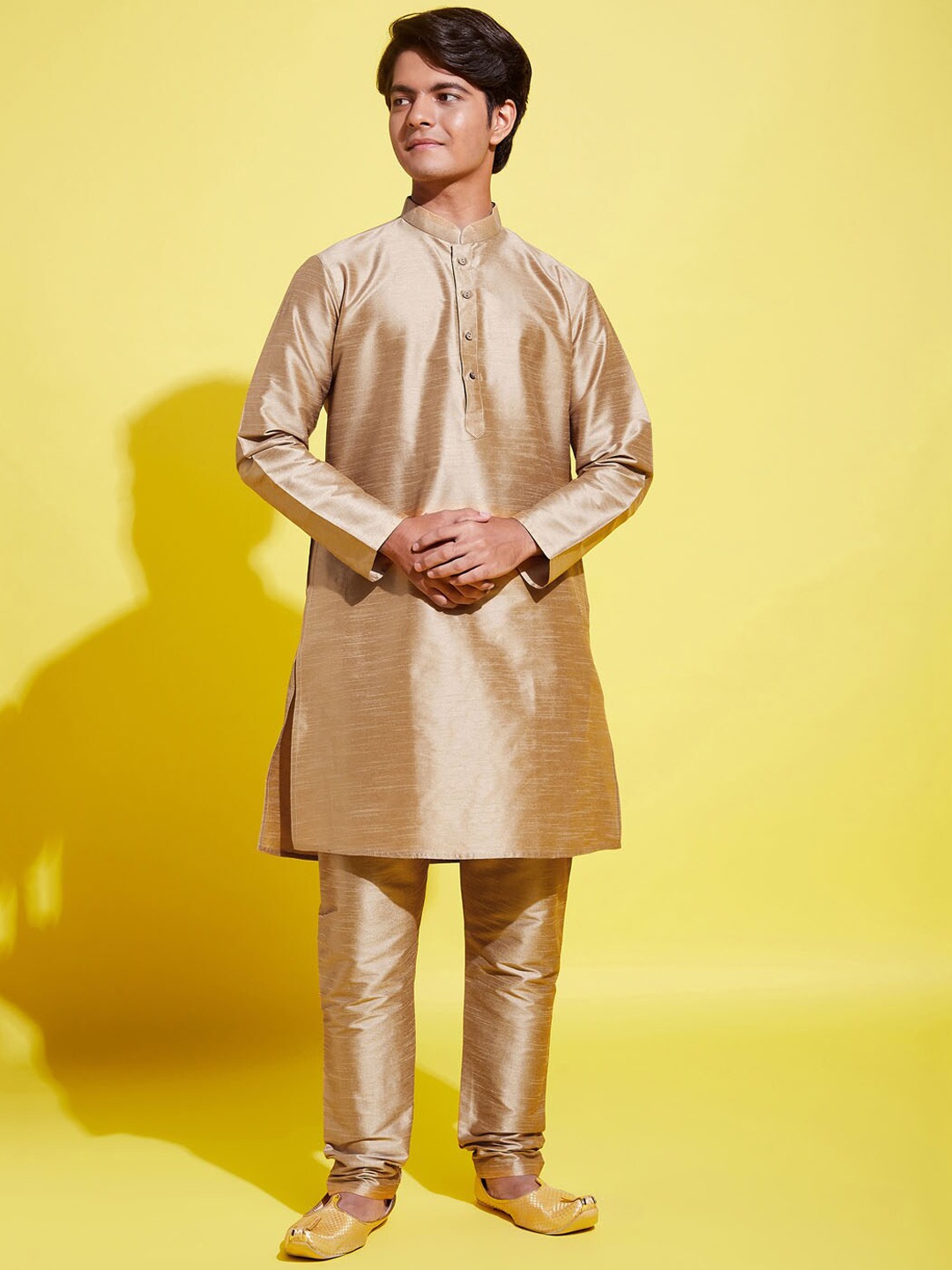 

VASTRAMAY Boys Rose Gold Kurta with Churidar