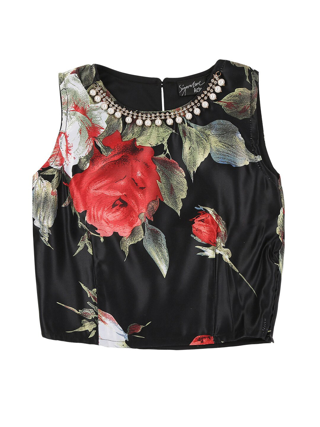 

Actuel Black Floral Print Crop Top