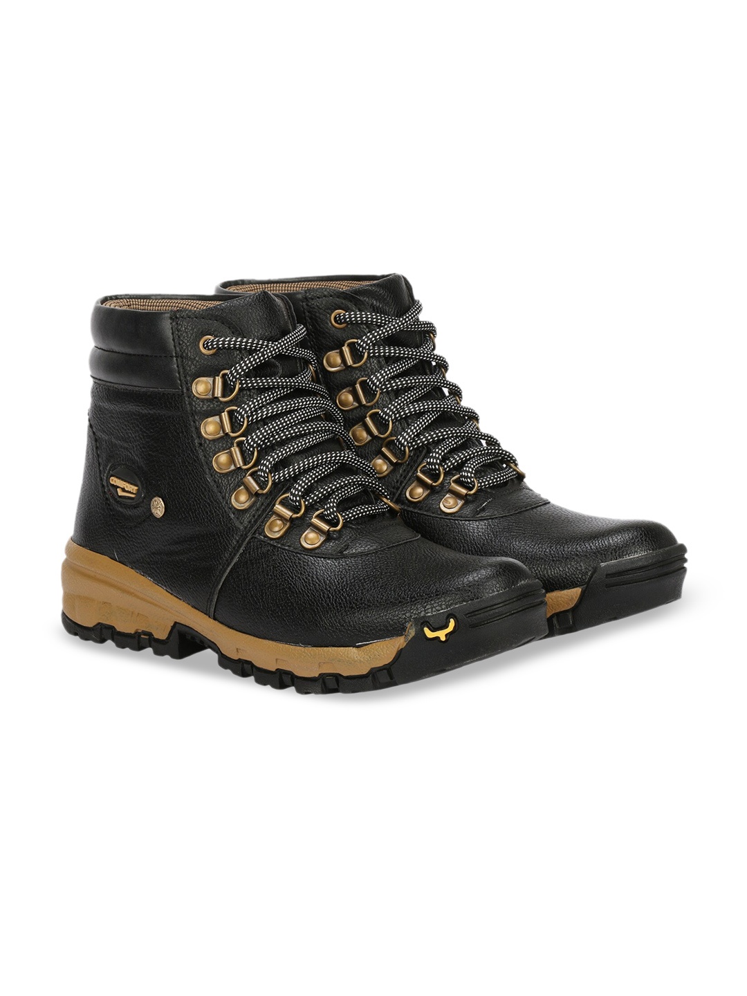 

KRAASA Men Black Solid High-Top Flat Boots