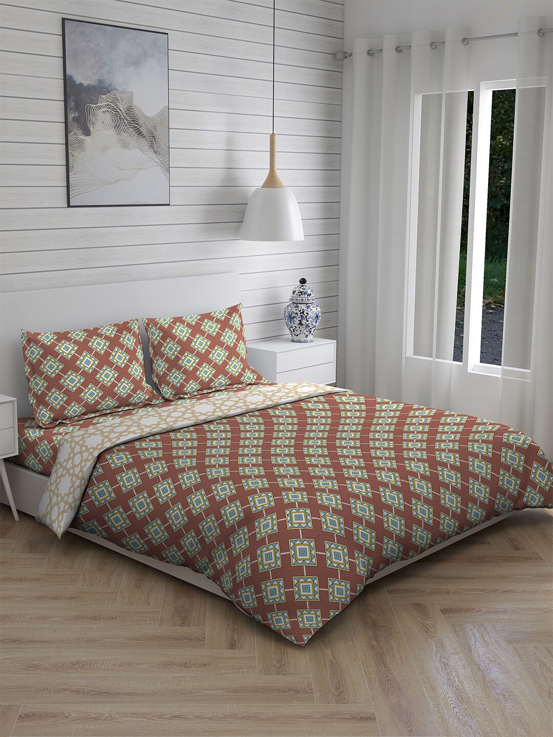 

Layers 100 TC Double King Bed Sheet With Comforter & 2 Pillow Cover, Brown