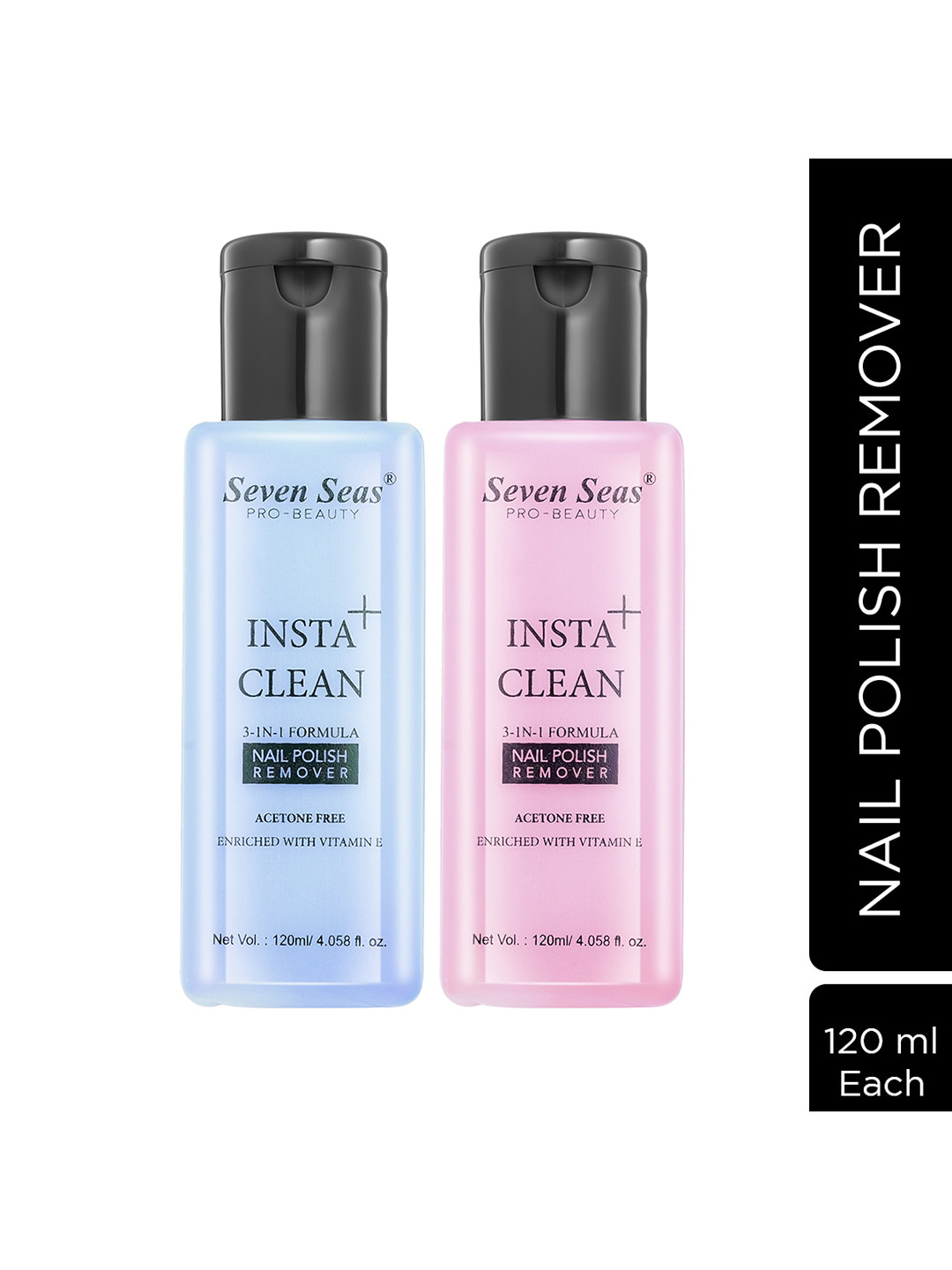 

Seven Seas Set Of 2 Insta Clean Acetone Free Nail Polish Remover 240ml, Pink