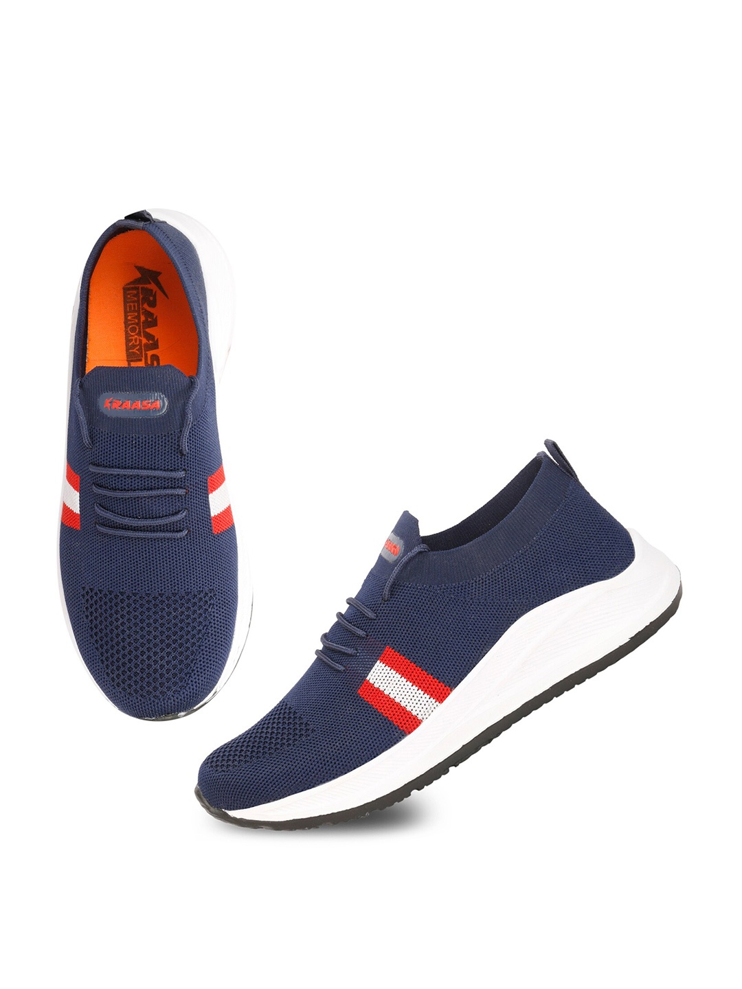 

KRAASA Men Navy Blue Textile Running Shoes