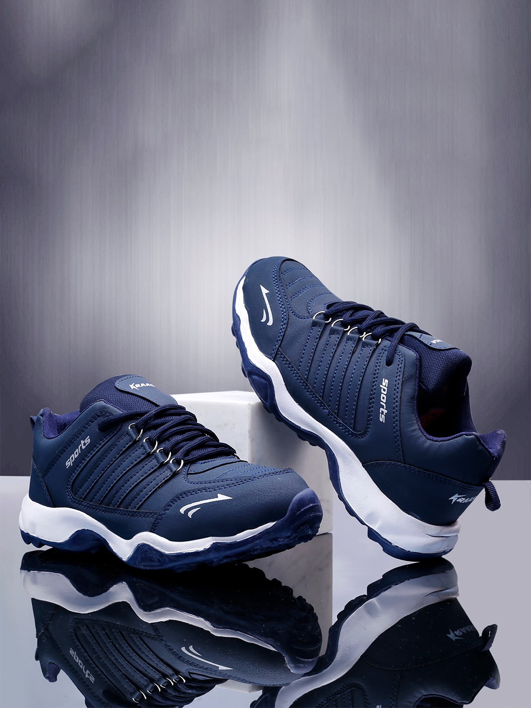 

KRAASA Men Navy Blue Running Shoes