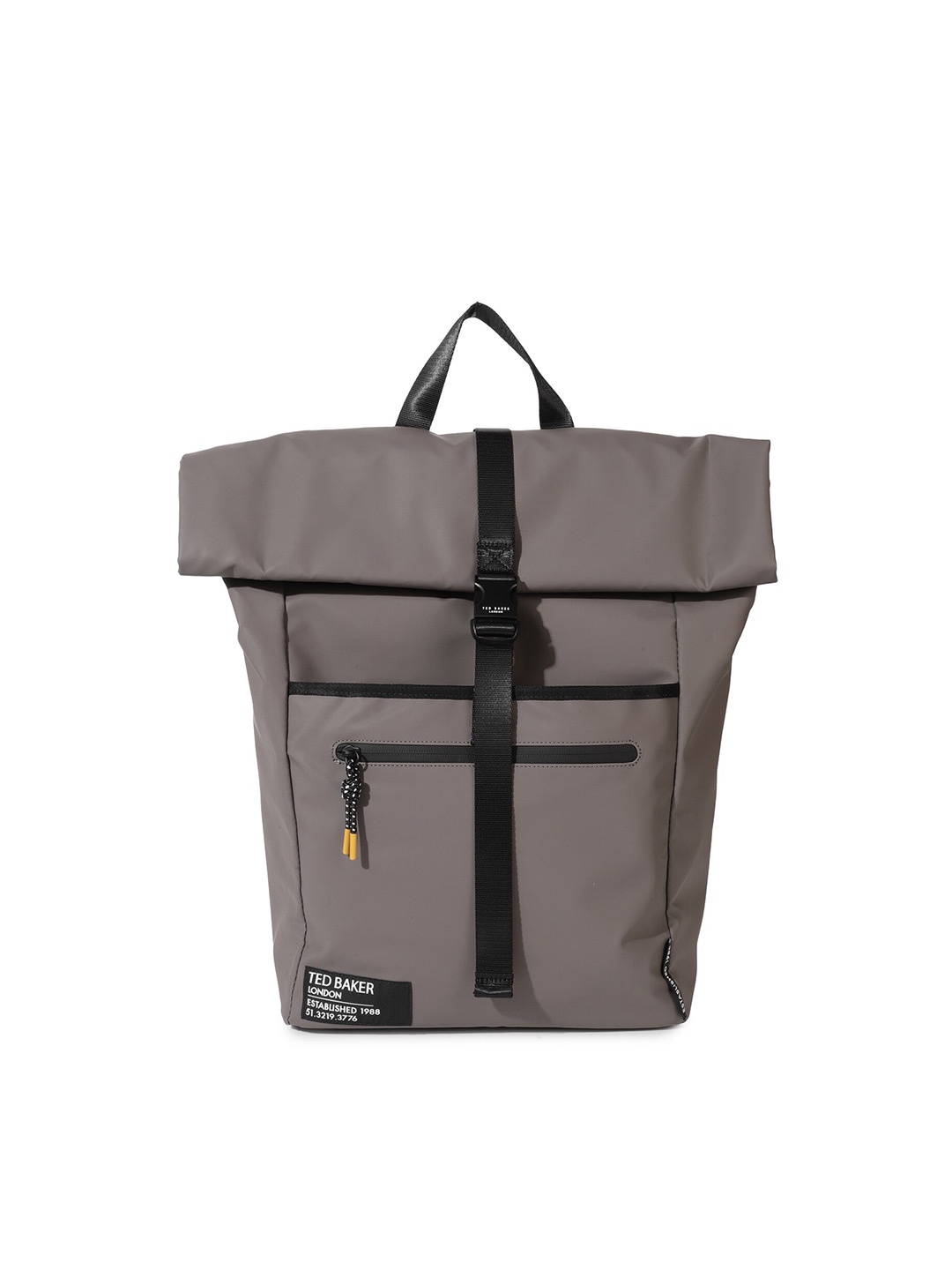 

Ted Baker Men Brown & Black Solid Rubberised Backpack