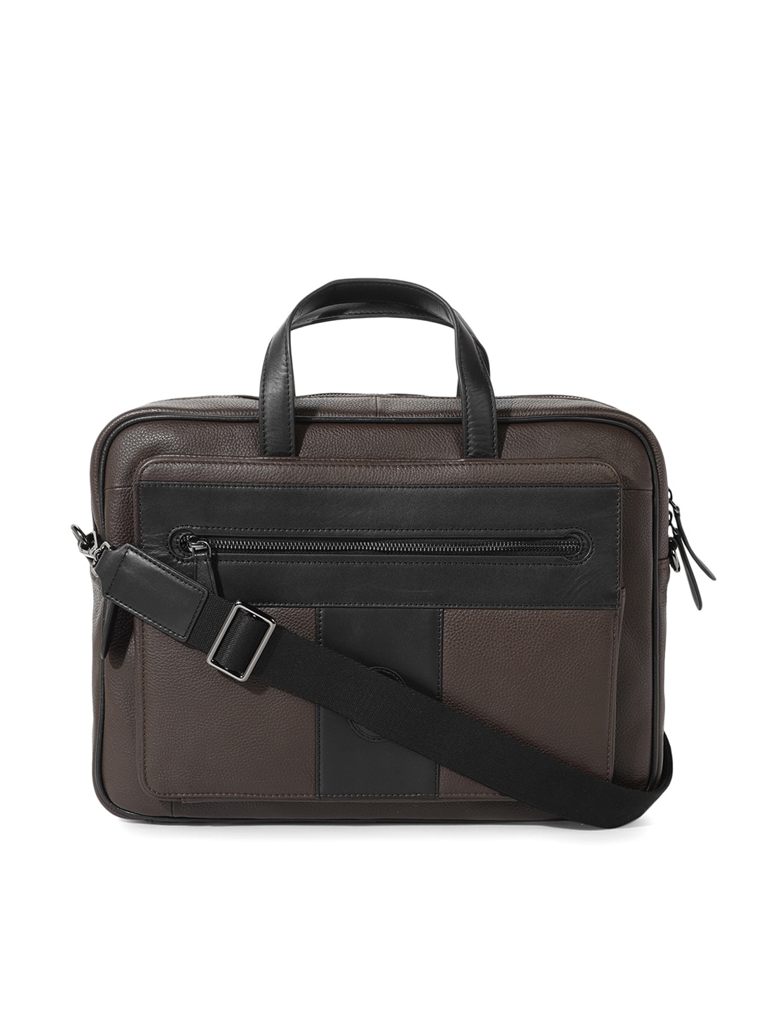 

Ted Baker Brown Colourblocked Leather Structured Handheld Bag