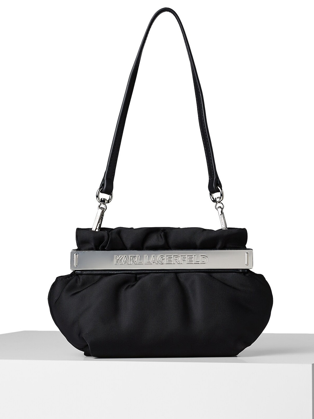 

Karl Lagerfeld Black Leather Structured Shoulder Bag