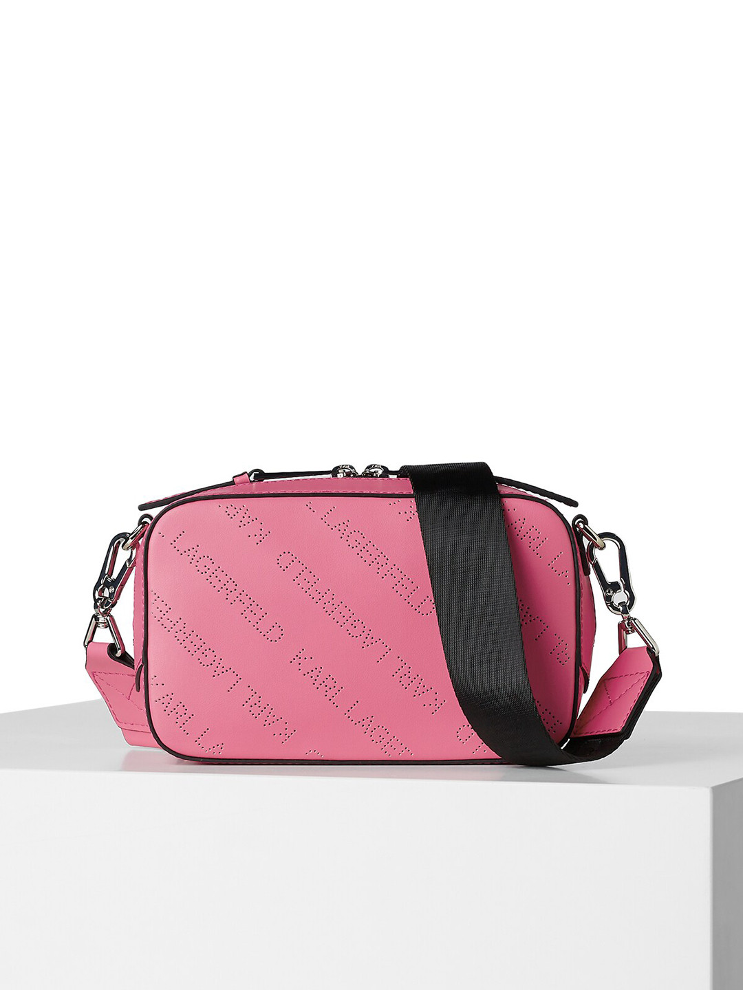 

Karl Lagerfeld Pink Leather Structured Sling Bag