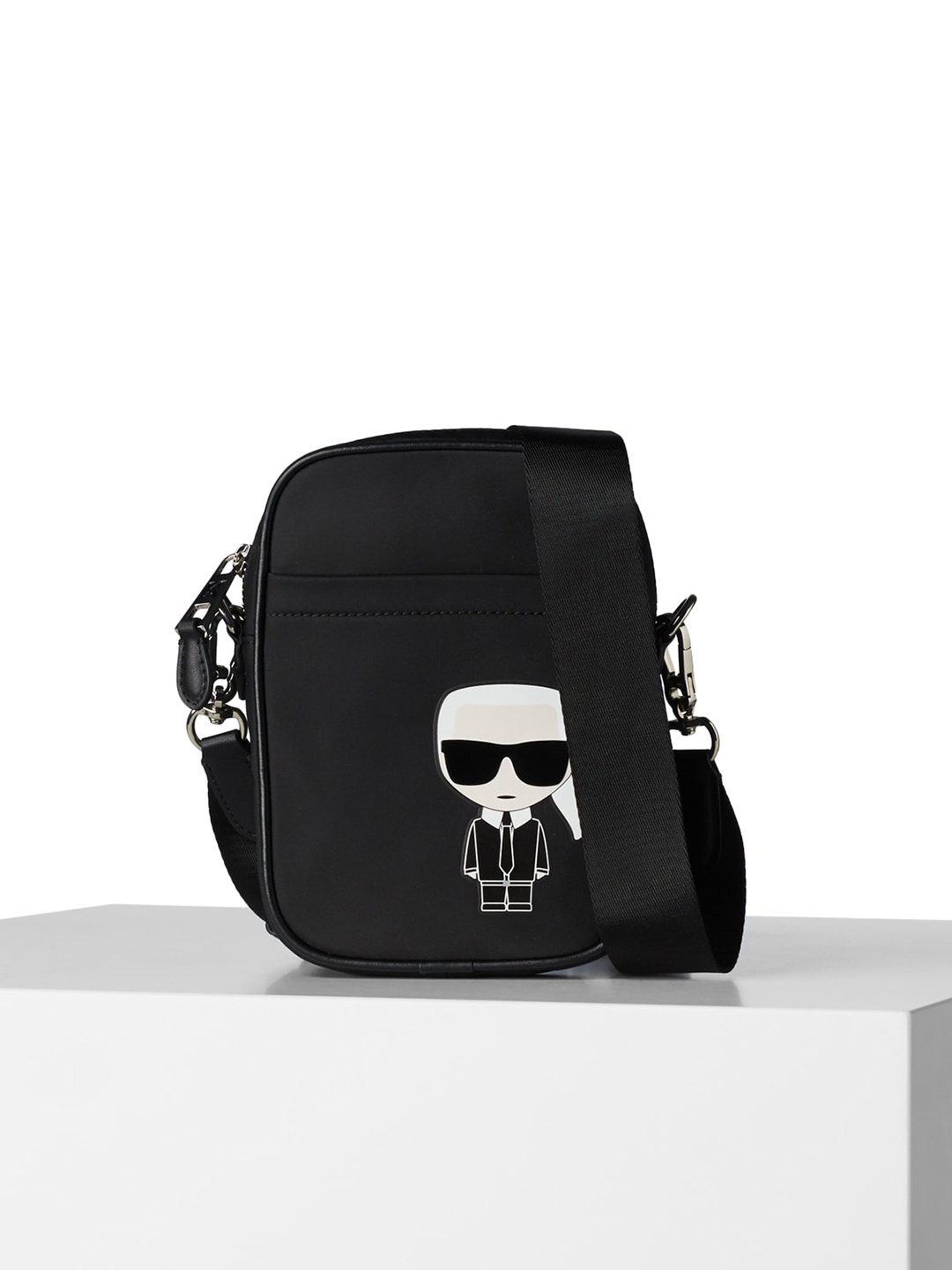 

Karl Lagerfeld Women Black Printed Leather Structured Sling Bag
