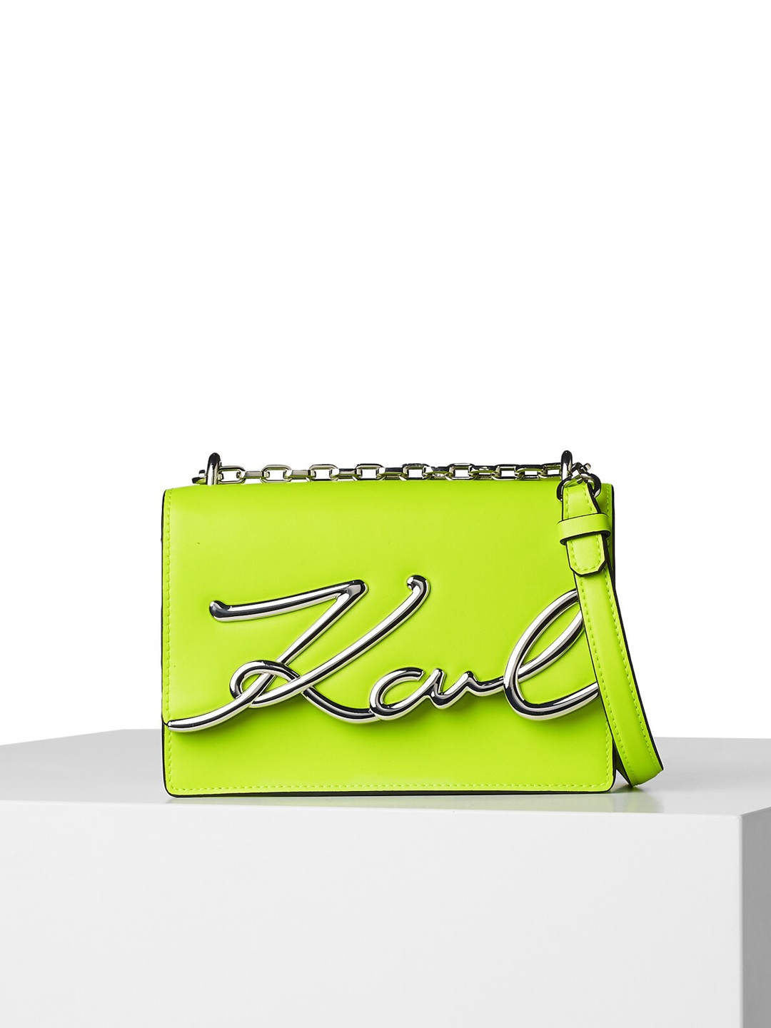 

Karl Lagerfeld Women Lime Green Textured Leather Structured Sling Bag