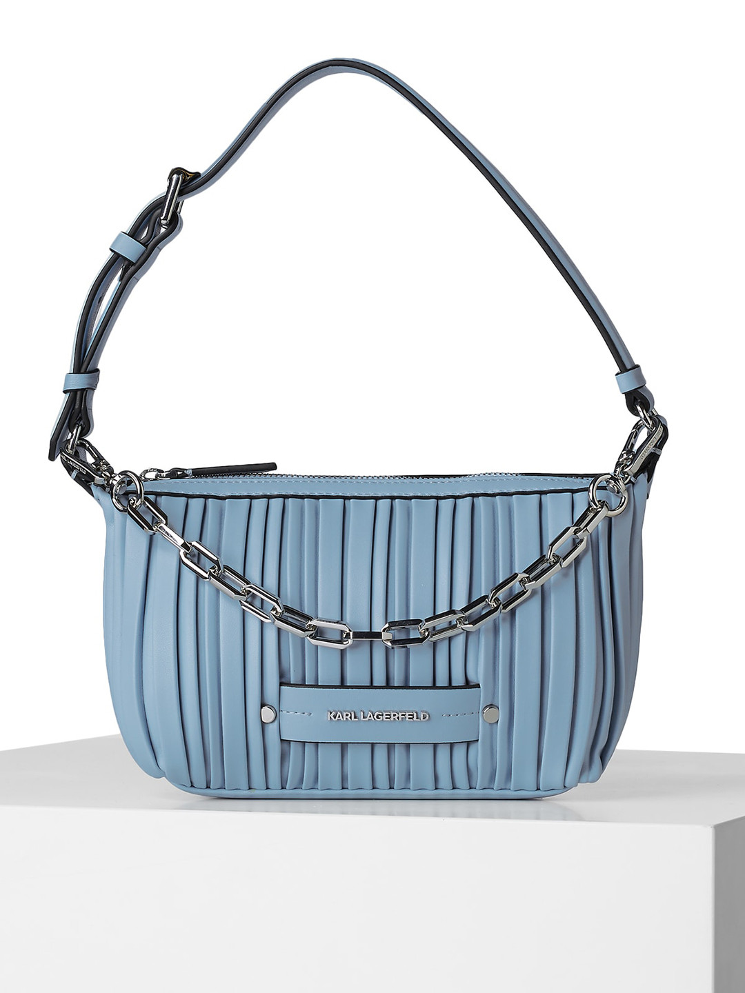 

Karl Lagerfeld Blue Leather Structured Hobo Bag