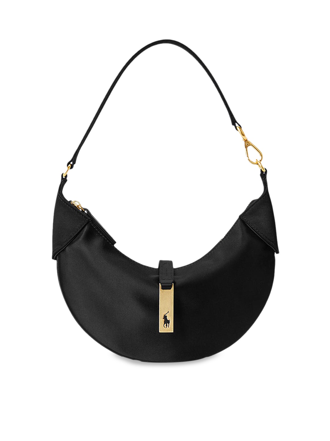 

Polo Ralph Lauren Black Half Moon Hobo Bag