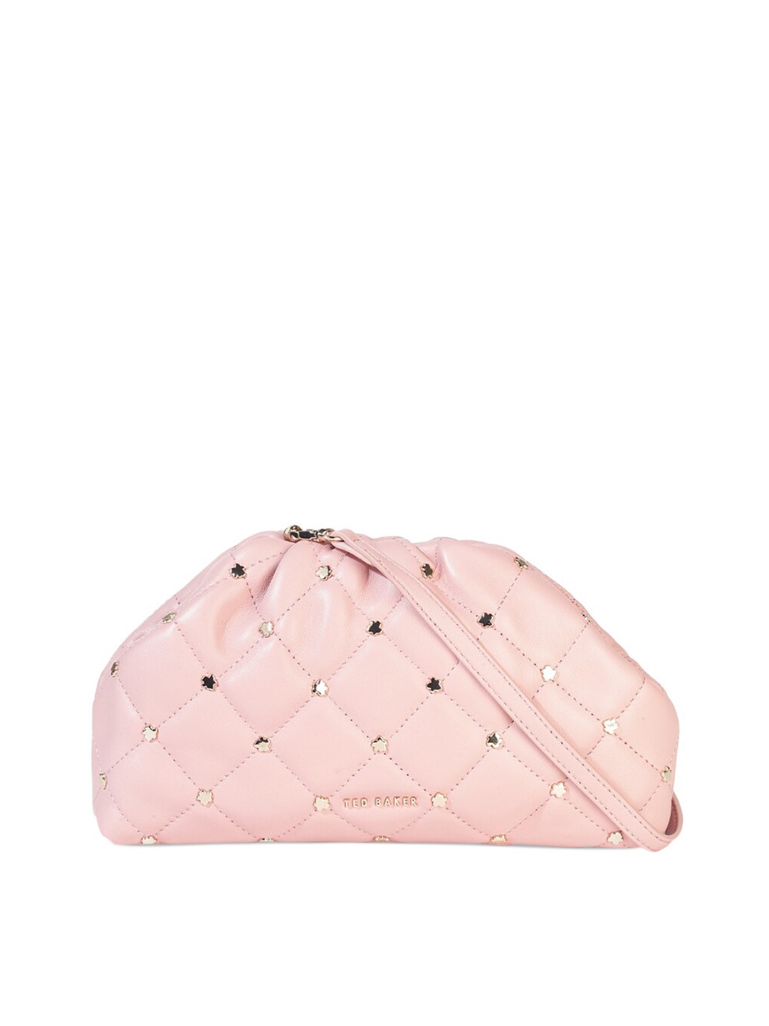 

Ted Baker Pink Embellished Leather Structured Sling Bag