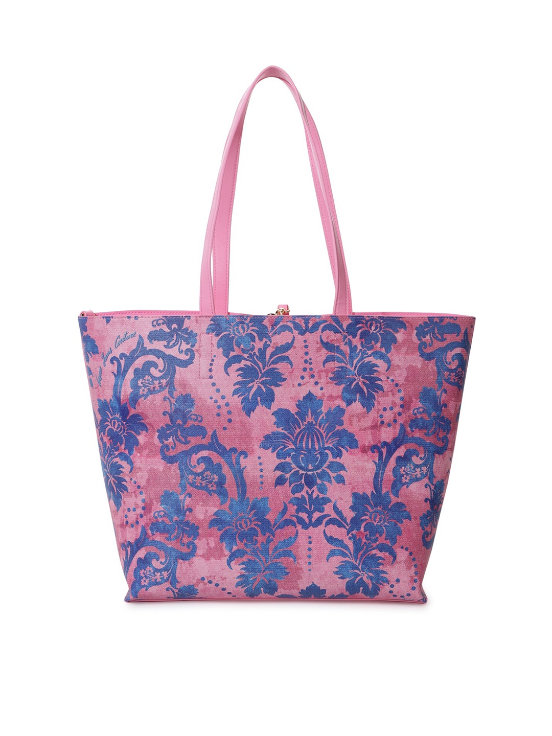 

Versace Jeans Couture Women Pink Floral Printed PU Oversized Shopper Tote Bag