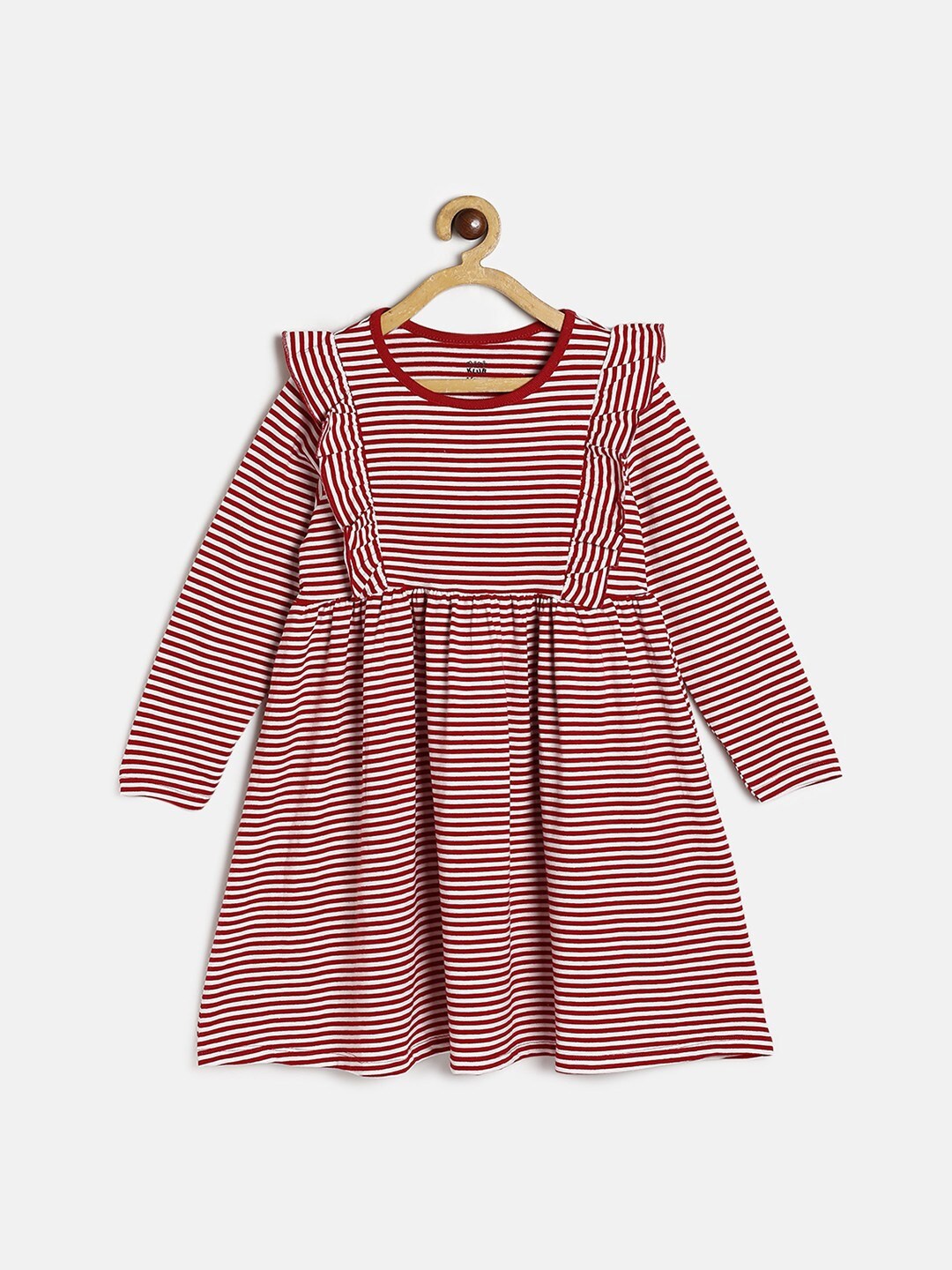 

MINI KLUB Girls Red & White Striped A-Line Dress