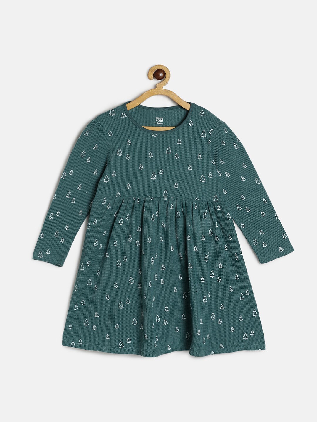 

MINI KLUB Girls Teal Printed A-Line Dress