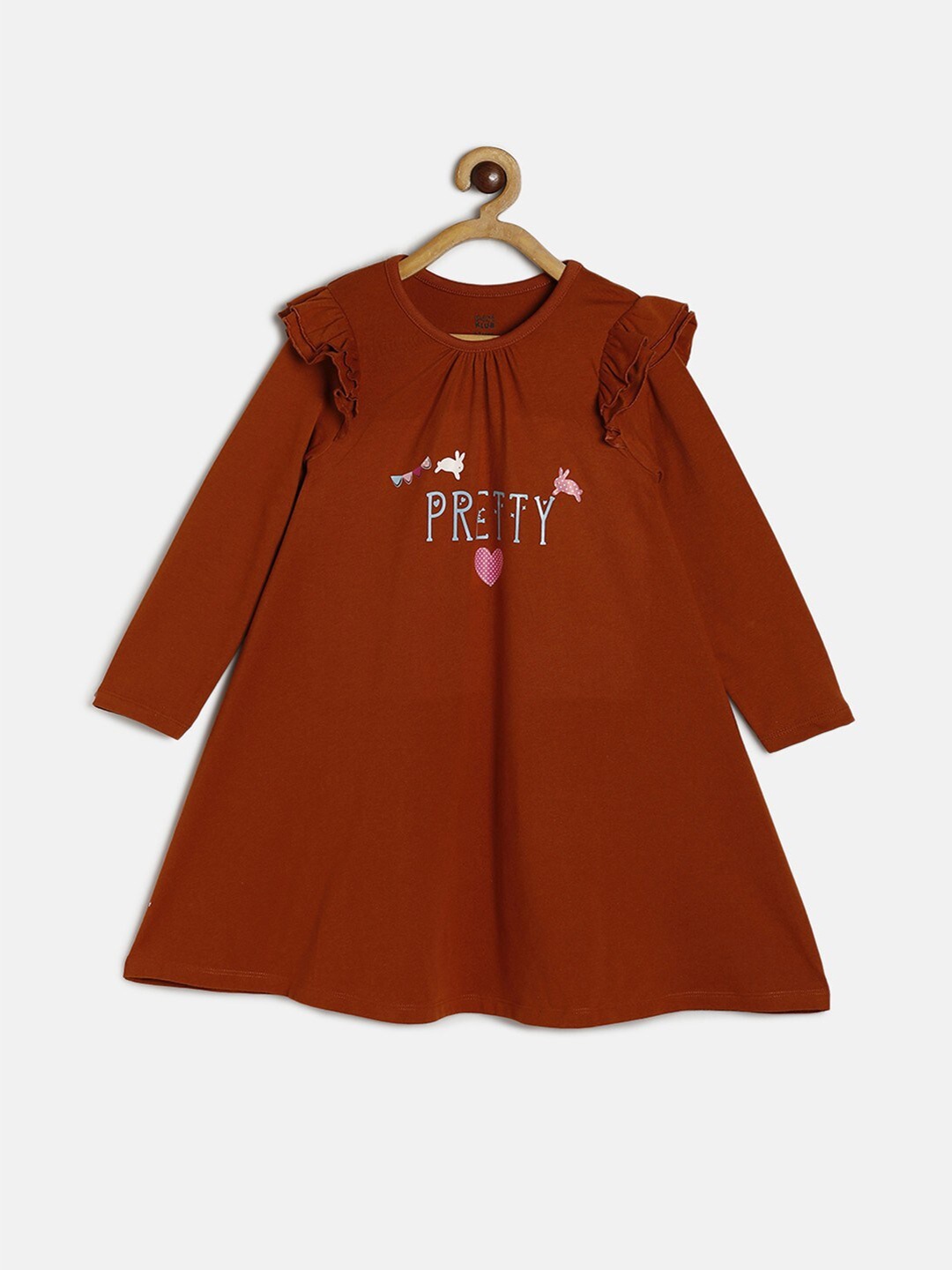 

MINI KLUB Girls Rust Printed A-Line Dress
