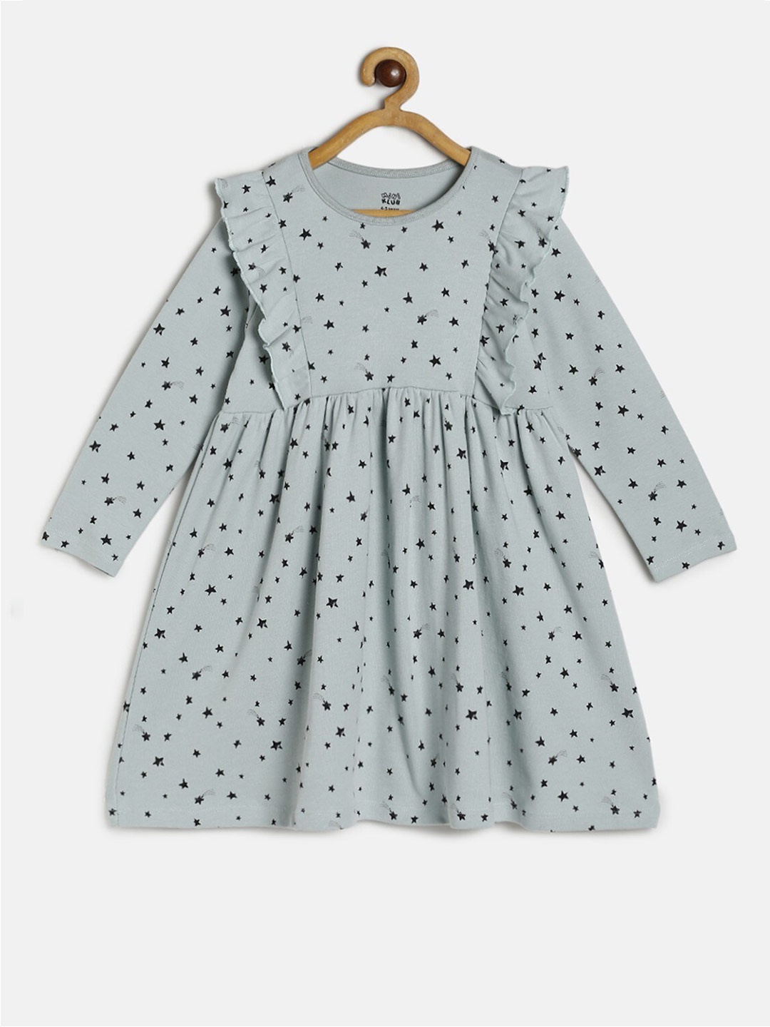 

MINI KLUB Girls Green & Black Empire Pure Cotton Dress