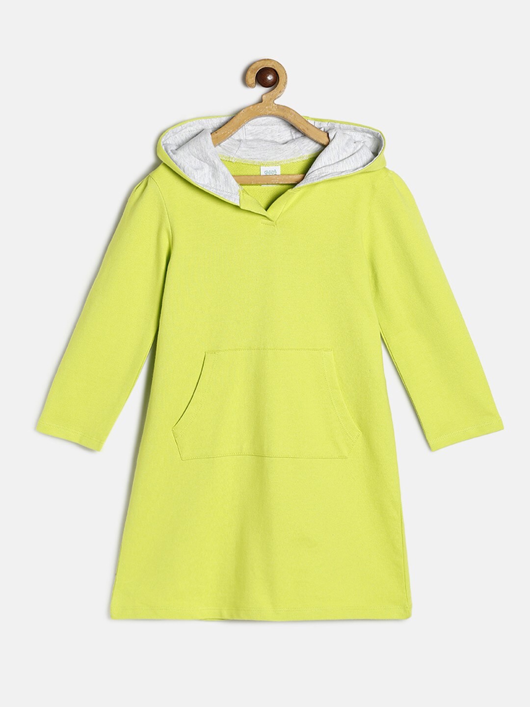 

MINI KLUB Girls Yellow Hood Neck A-Line Cotton Dress