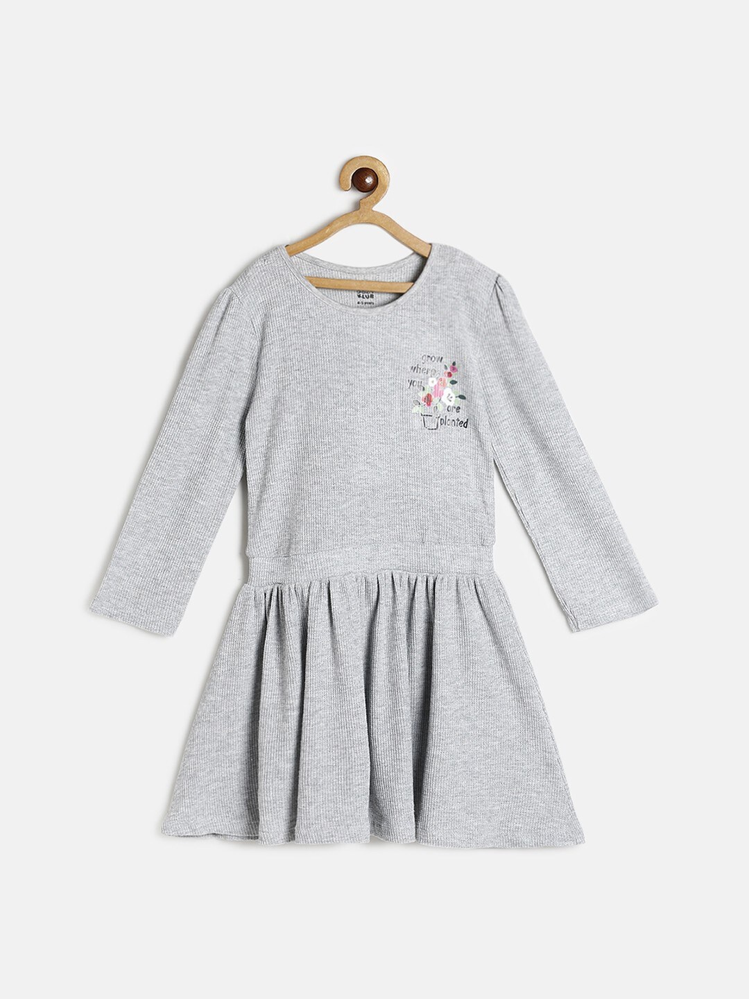 

MINI KLUB Girls Grey Gathered Fit & Flare Dress