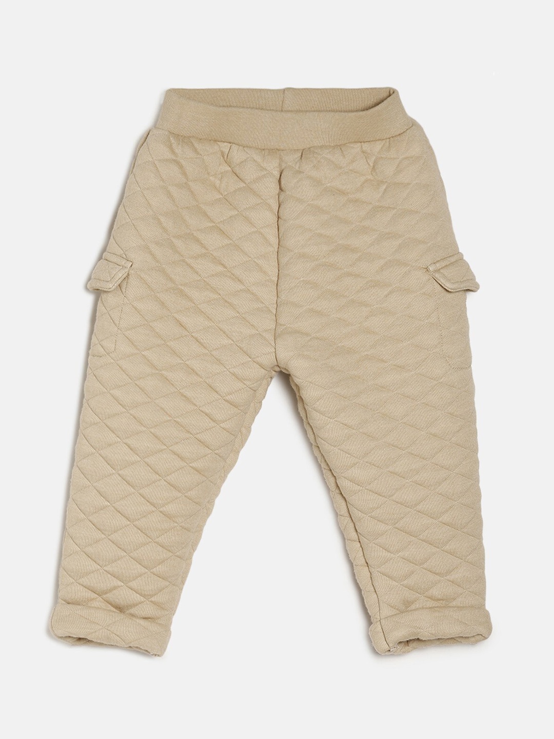 

MINI KLUB Boys Beige Self Design Cotton Track Pants