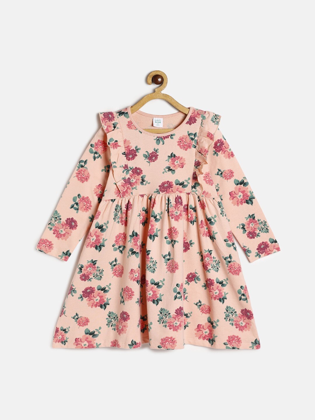 

MINI KLUB Peach-Coloured Floral A-Line Dress