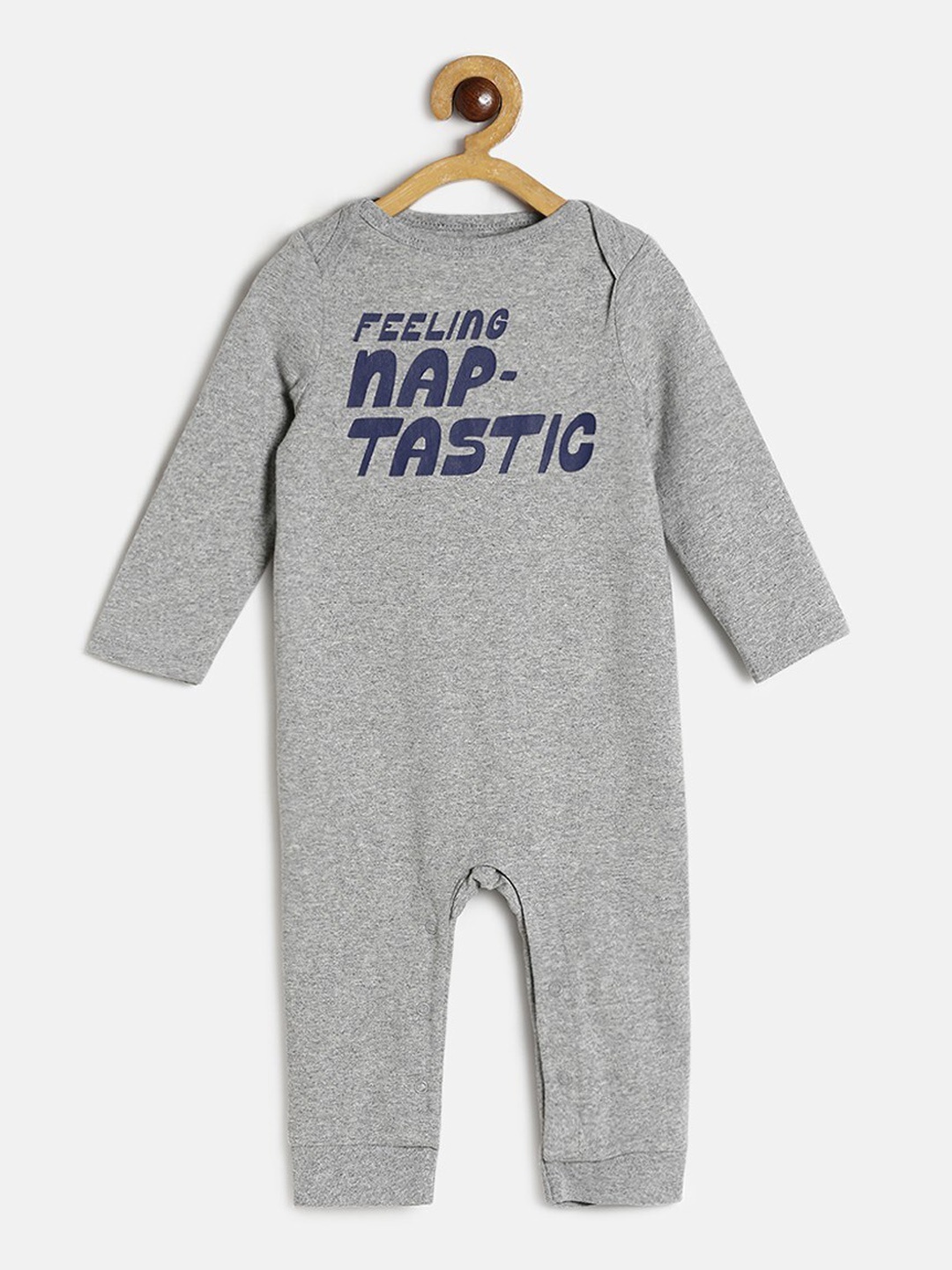 

MINI KLUB Infants Grey Typography Printed Cotton Romper