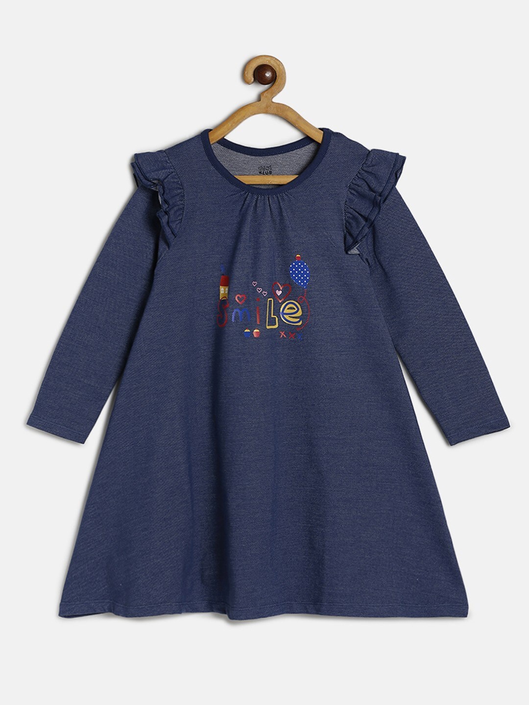 

MINI KLUB Girls Navy Blue Round Neck A-Line Dress