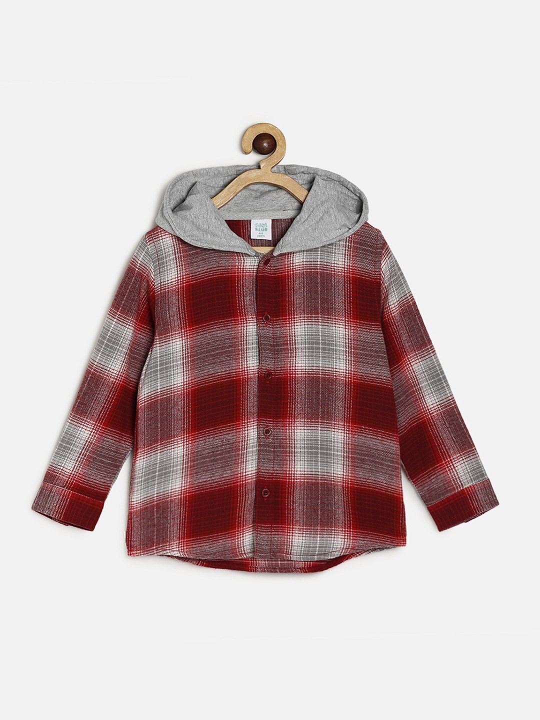 

MINI KLUB Boys Red Cotton Comfort Checked Casual Shirt