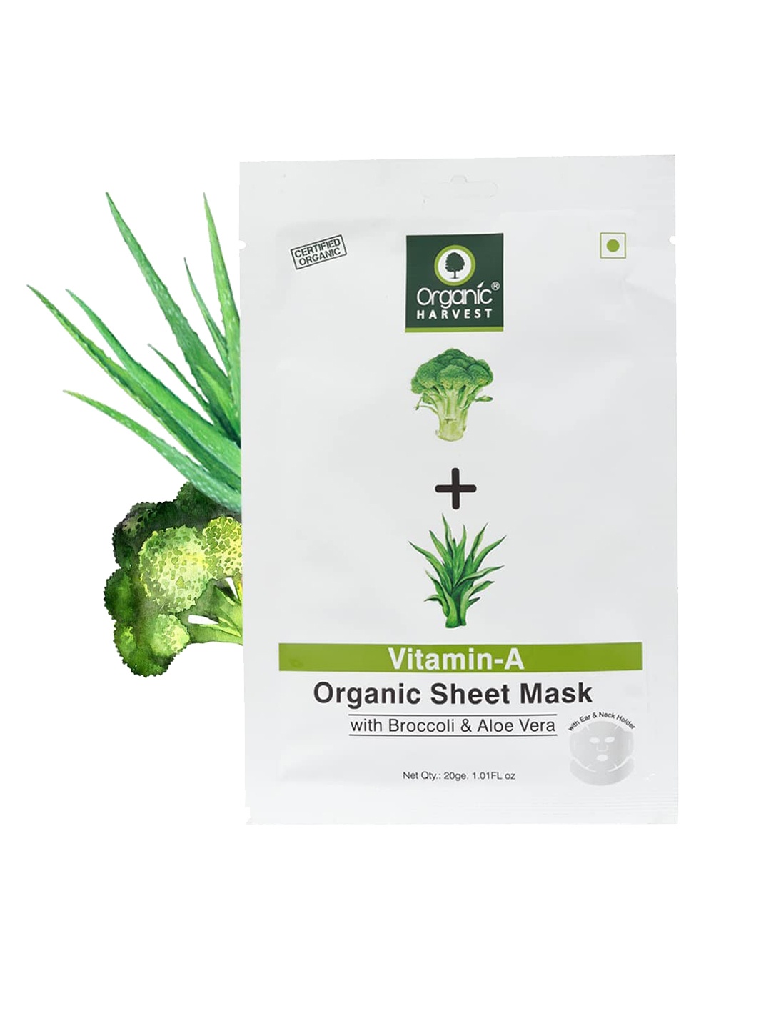 

Organic Harvest Vitamin A with Broccoli & Aloe Vera Organic Face Sheet Mask 20gm, White