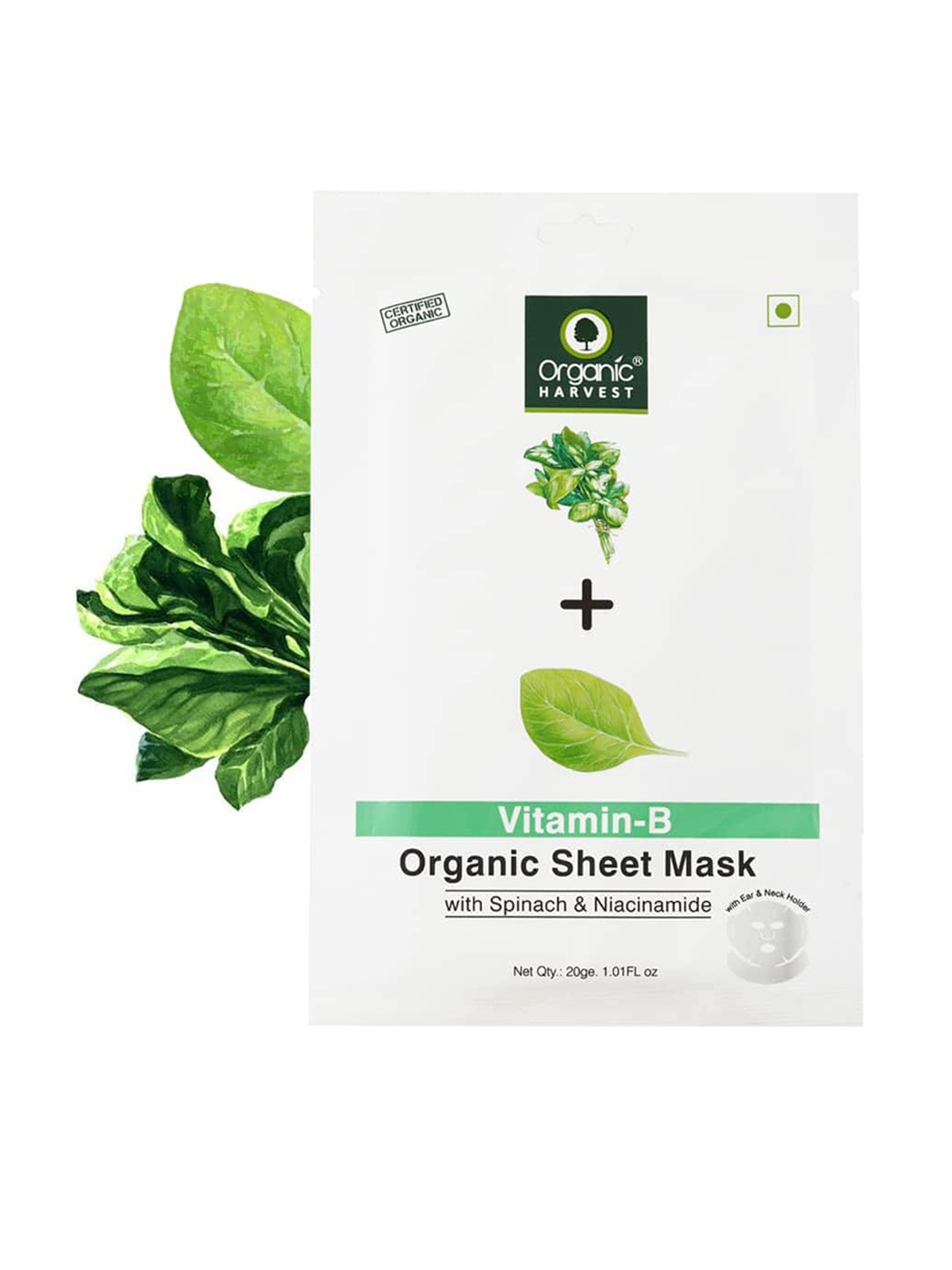 

Organic Harvest Vitamin B with Spinach & Niacinamide Organic Face Sheet Mask 20gm, White