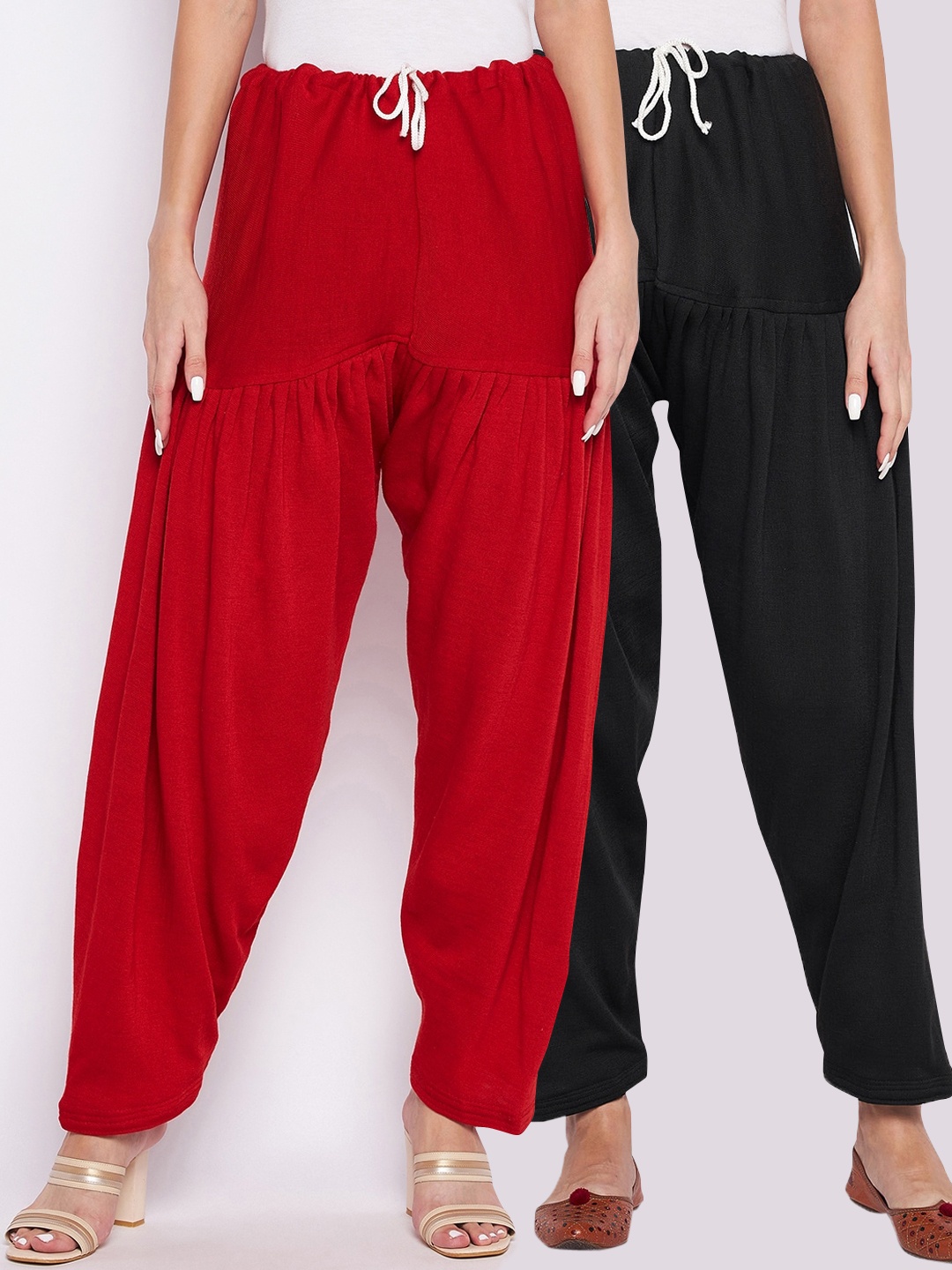 

Clora Creation Women Pack Of 2 Solid Salwars, Red