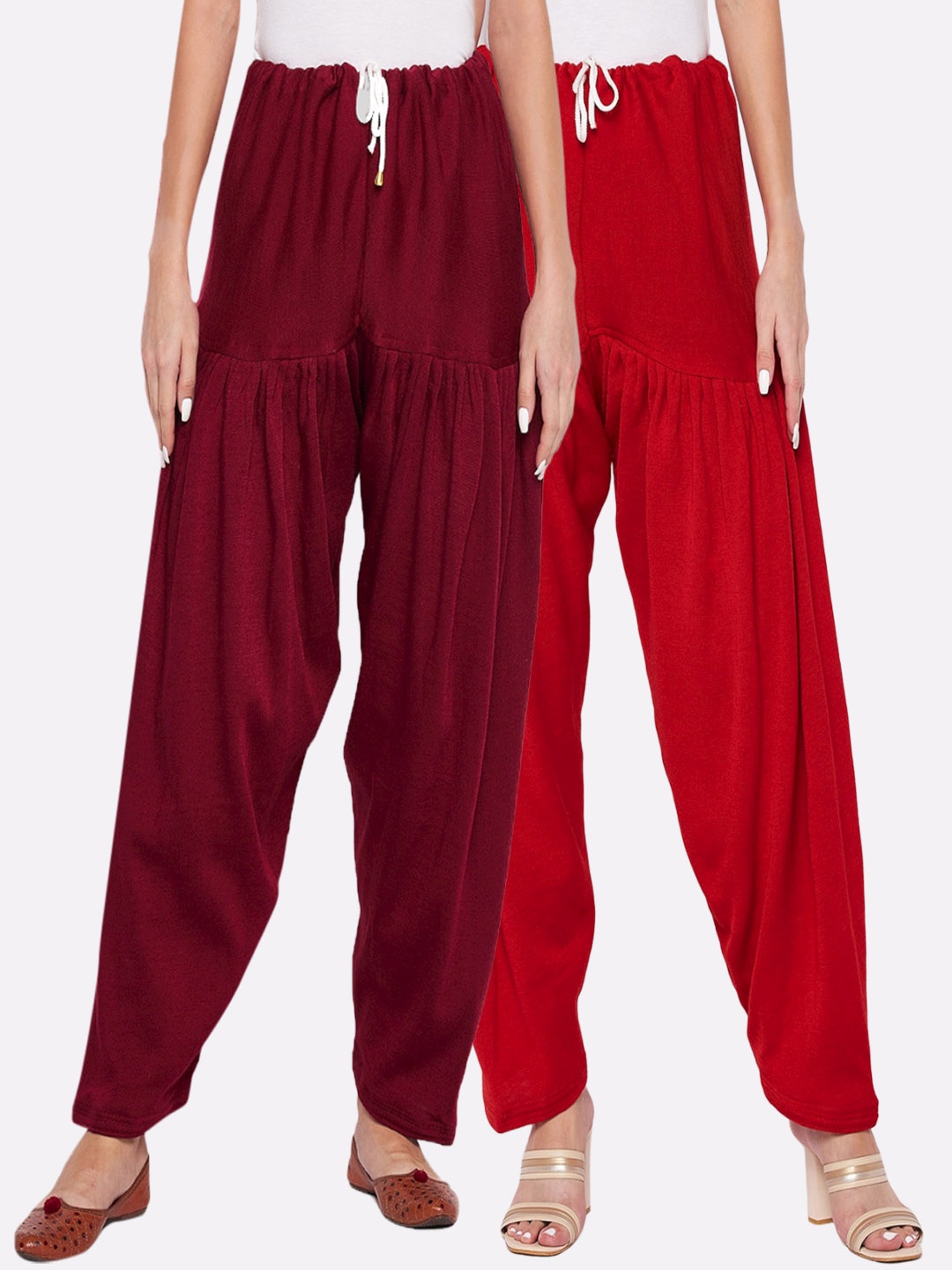 

Clora Creation Women Pack Of 2 Red & Maroon Solid Woolen Salwars