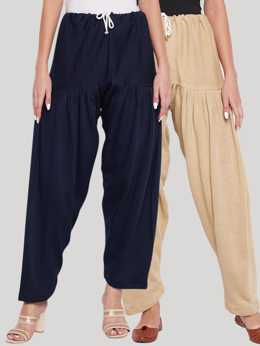 

Clora Creation Women Pack Of 2 Solid Loose Fit Salwars, Navy blue