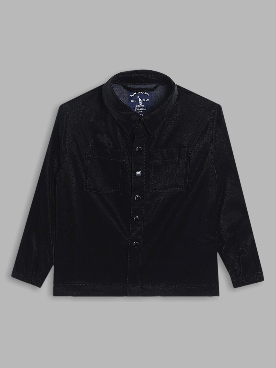 

Blue Giraffe Boys Black Solid Casual Shirt