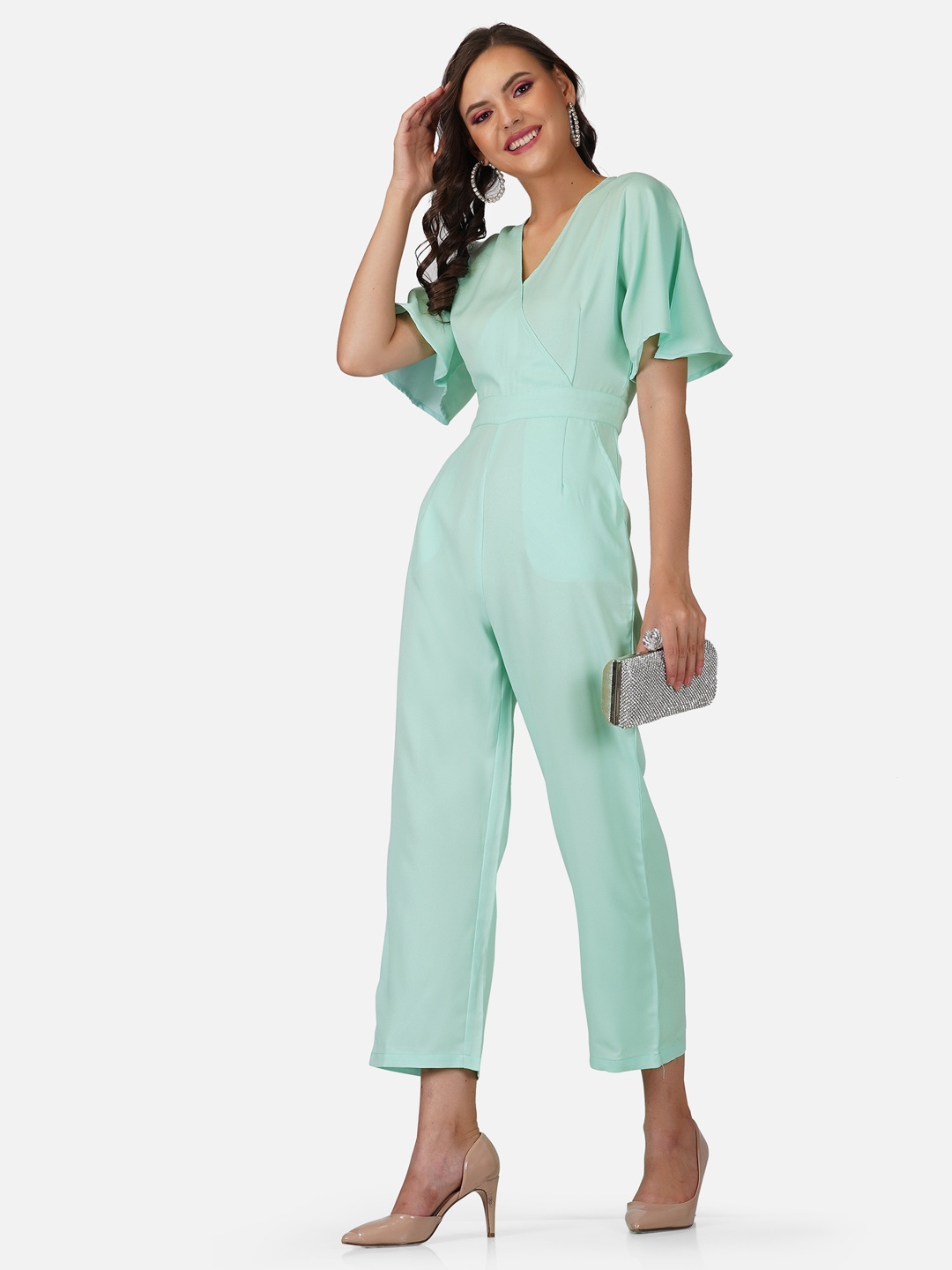 

Tinted Sea Green Solid Basic Jumpsuit